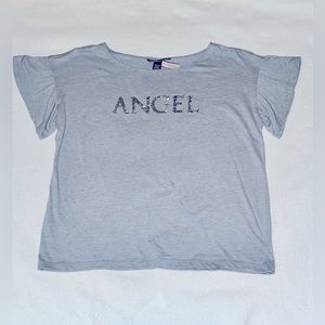 Victoria’s Secret Gray ANGEL Tee Shirt T-Shirt M Medium Silver Sequin NEW NWT